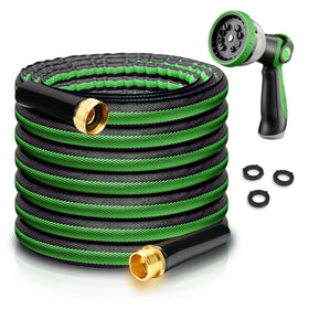 Aterr garden hose 50ft fully extended for efficient yard watering.