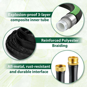 Aterr garden hose 50ft lightweight for easy maneuvering around beds.