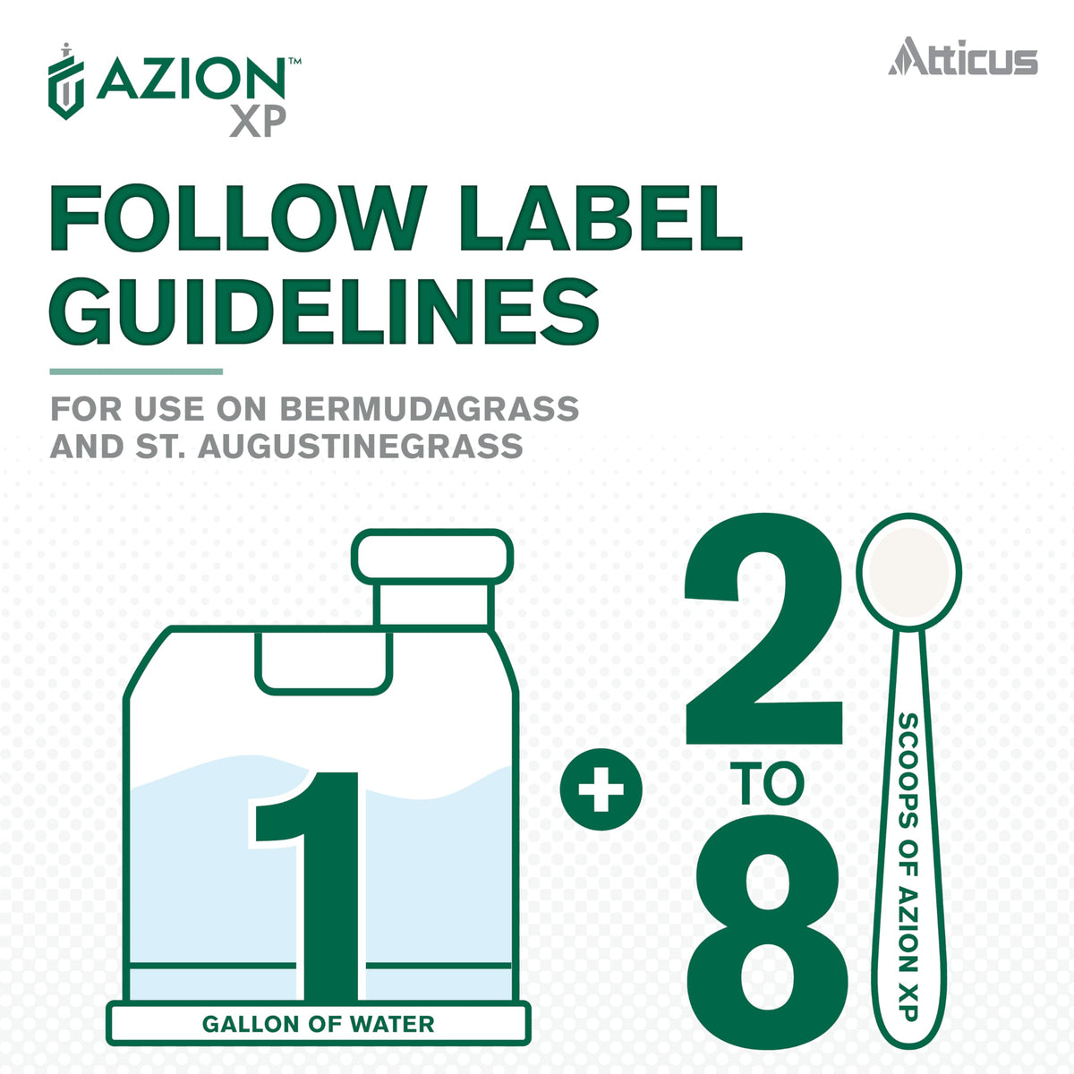8-ounce Atticus Azion XP bottle on display for turf care