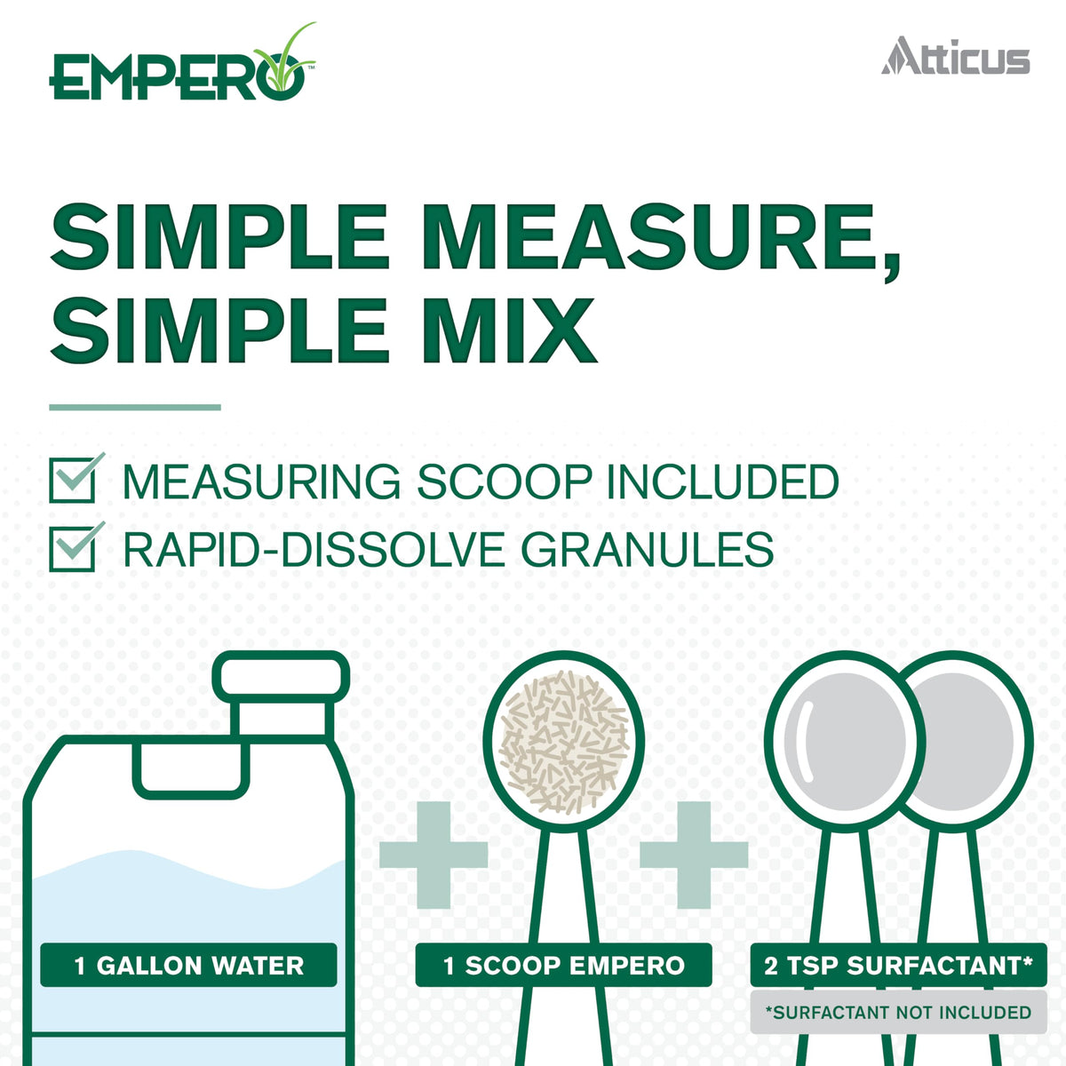 Atticus Empero turf application spray shown for effective lawn treatment.