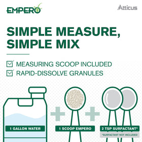 Atticus Empero turf application spray shown for effective lawn treatment.