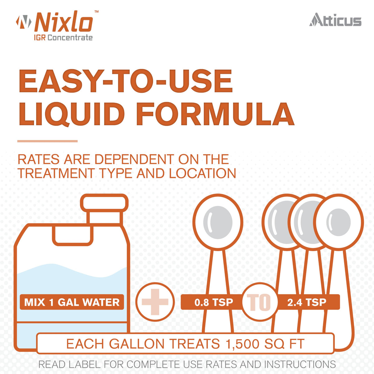Atticus Nixlo IGR Concentrate close-up ingredients reveal active components.