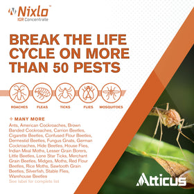 Atticus Nixlo IGR Concentrate label highlights 10% pyriproxyfen and usage directions.