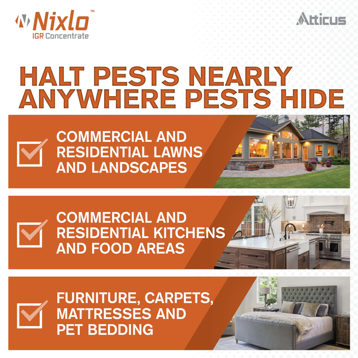 Atticus Nixlo IGR Concentrate pour image shows quick-drying surface treatment.
