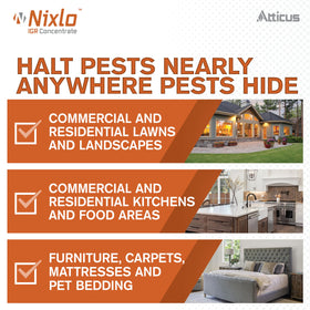 Atticus Nixlo IGR Concentrate pour image shows quick-drying surface treatment.