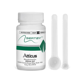 Atticus Sertay bottle label highlights 75% sulfosulfuron for southern lawn weed control