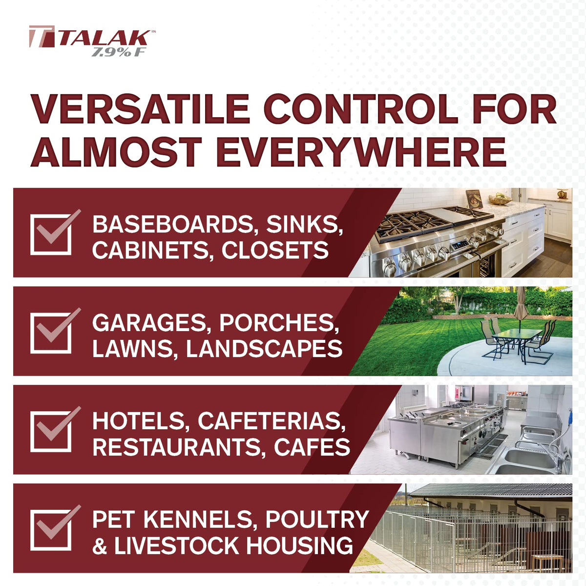 Atticus Talak 7.9 F used on indoor baseboards for discreet pest suppression.