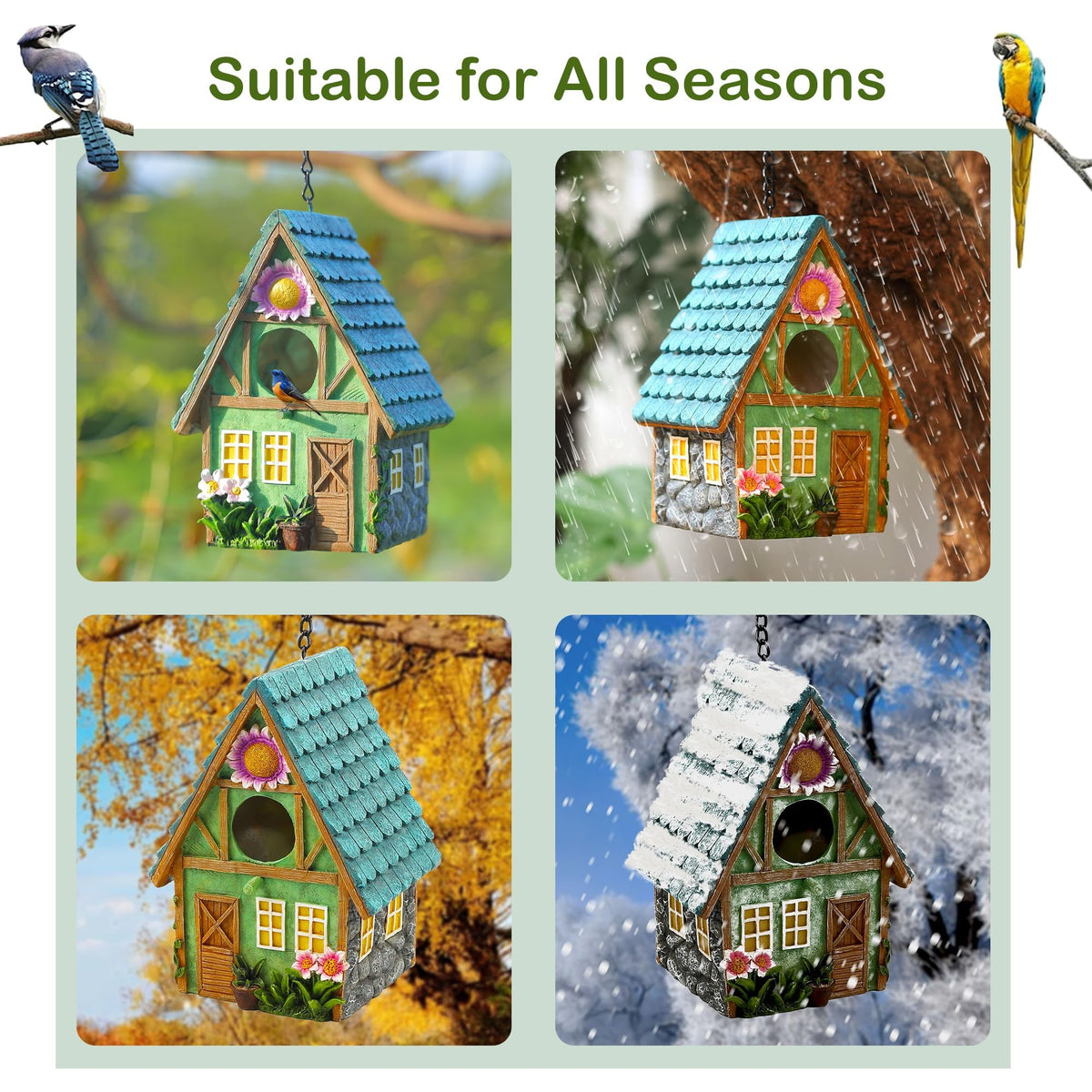 Attivolife bird house with hanging mount for quick outdoor installation.