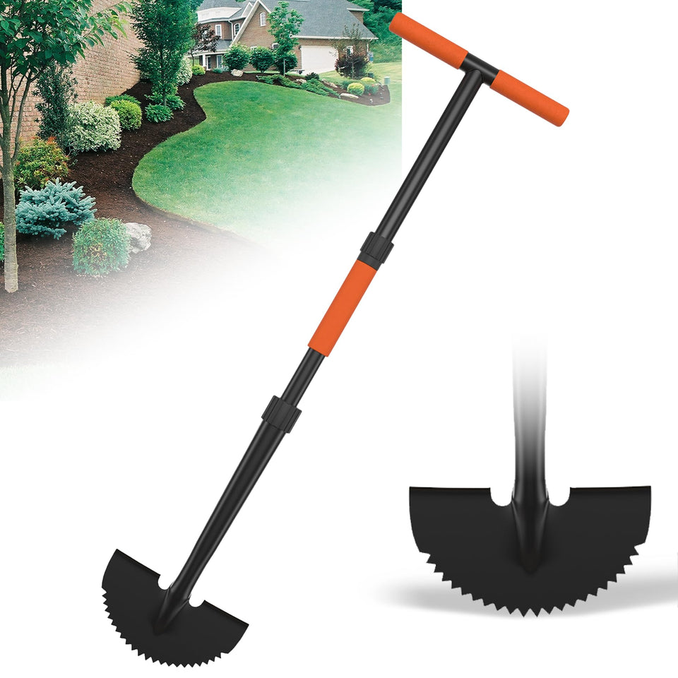 ATUHOLA manual edger blade with saw-tooth edge delivers durable cuts for clean lawn edges.