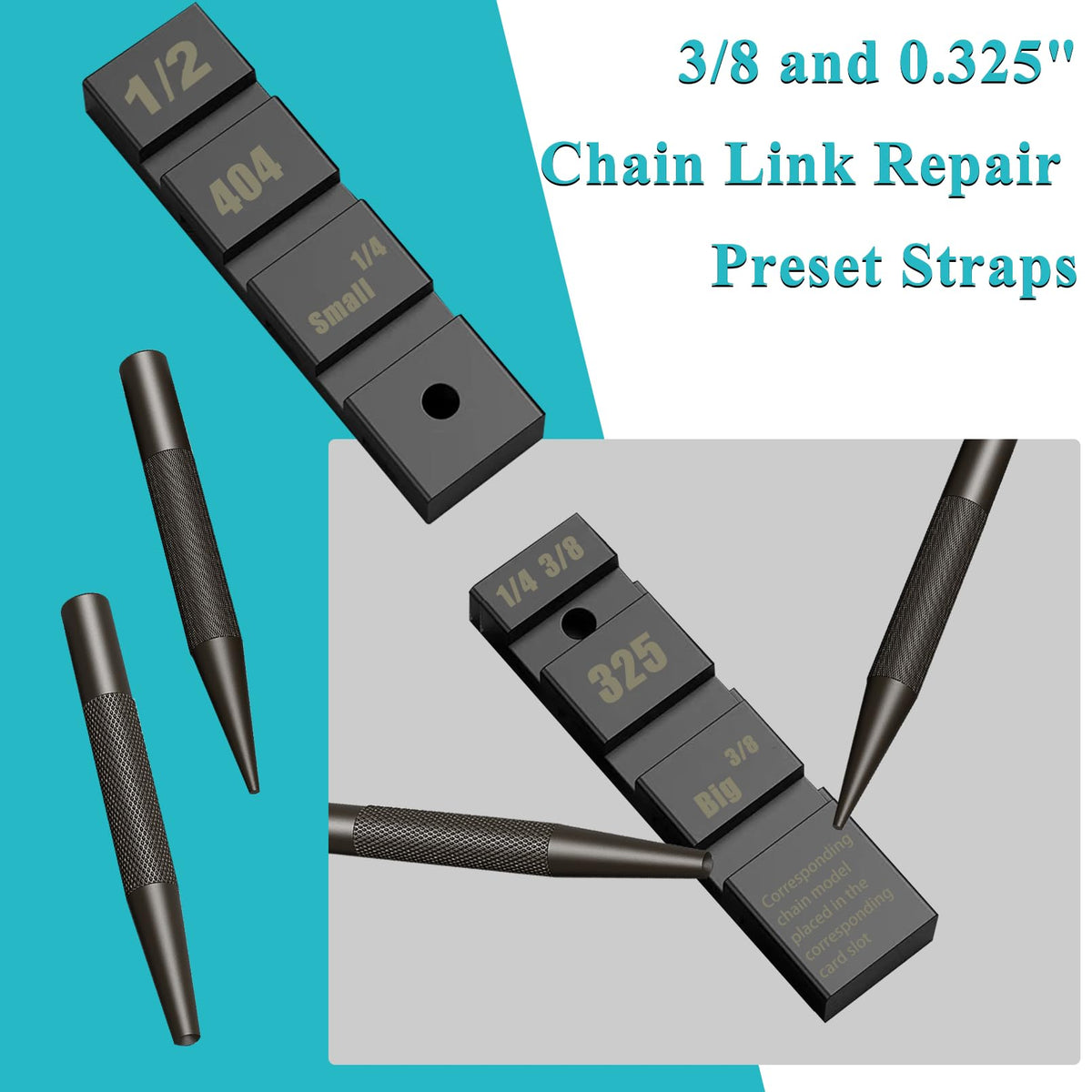 Atunee twelve master link preset straps for 3/8 and 0.325 inch chains