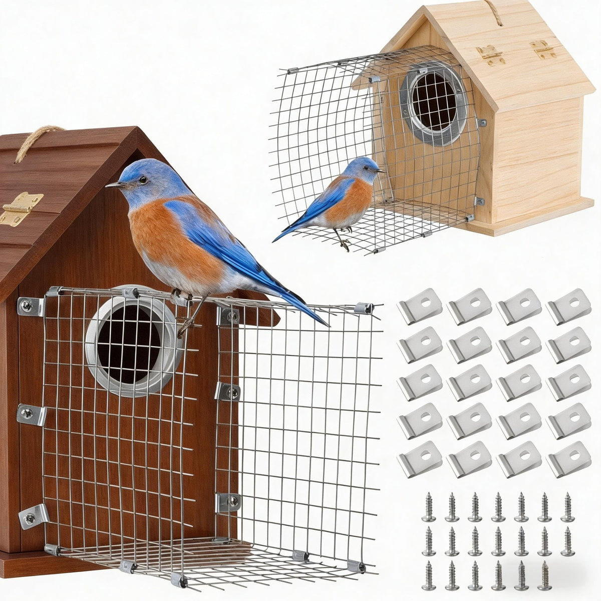 Atvkov bluebird house predator guards protect nesting site with durable stainless steel mesh.