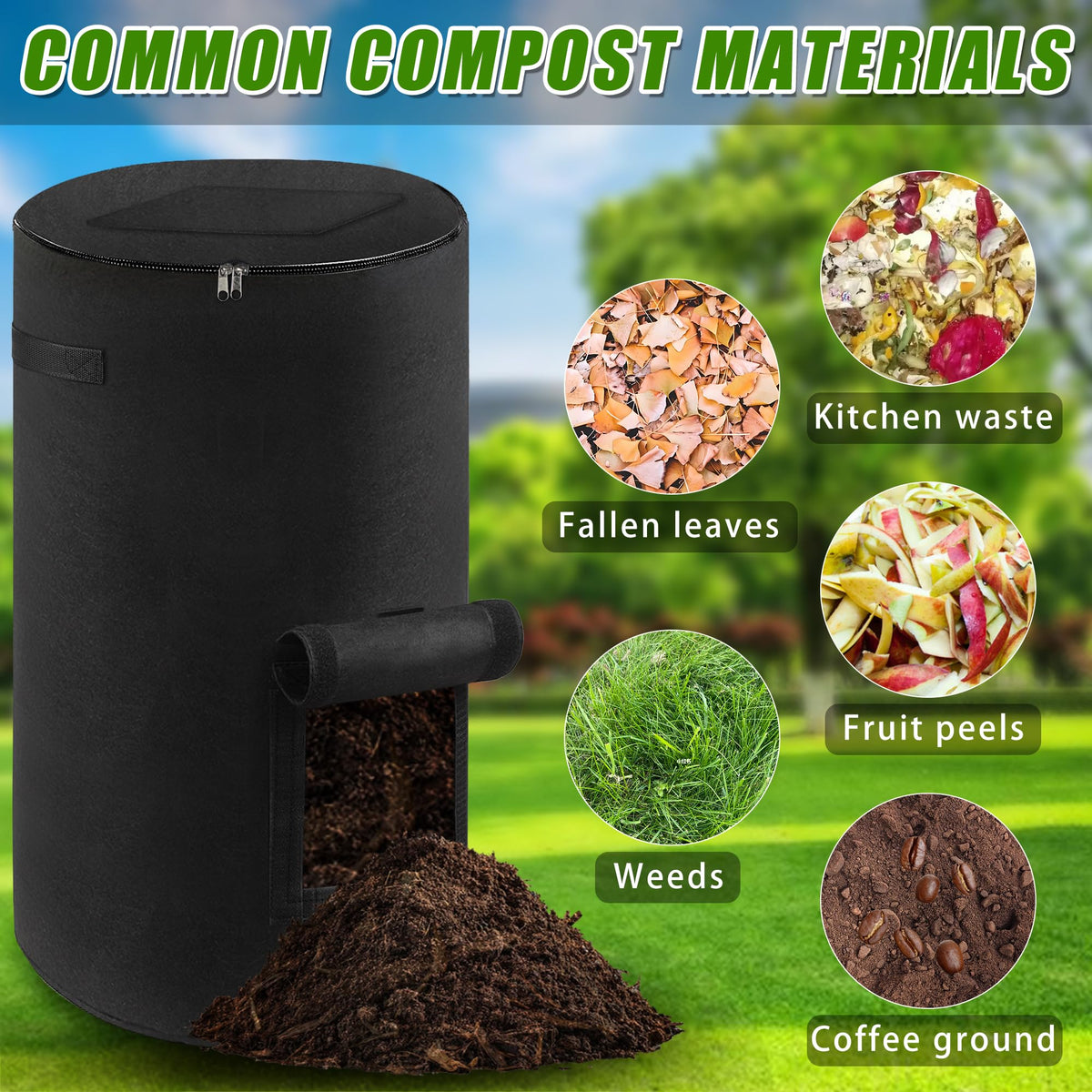Atvkov compost bin side handles enable safe, portable transport.