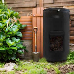 Atvkov compost bin top and bottom openings simplify material handling.