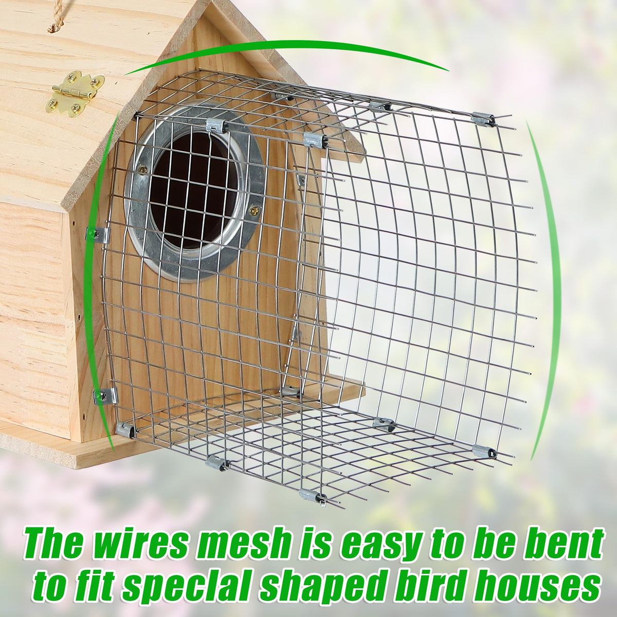 Silver finish adds a clean look to your backyard birdhouse.