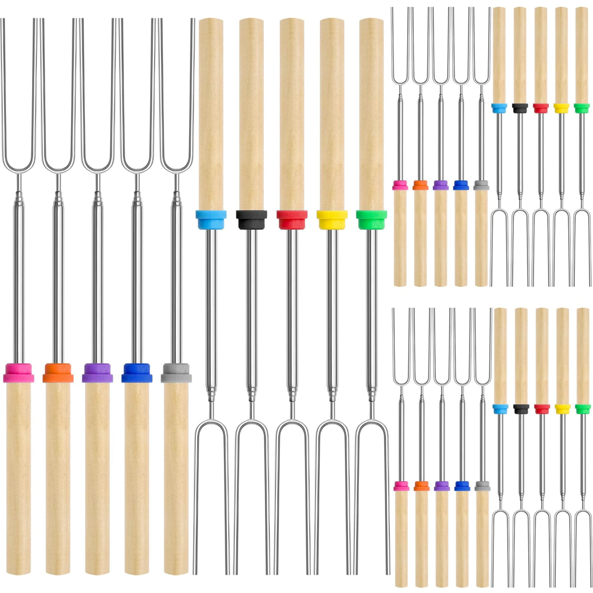 ATZNZIK 30-pack smores sticks kit in vibrant colors for family camping