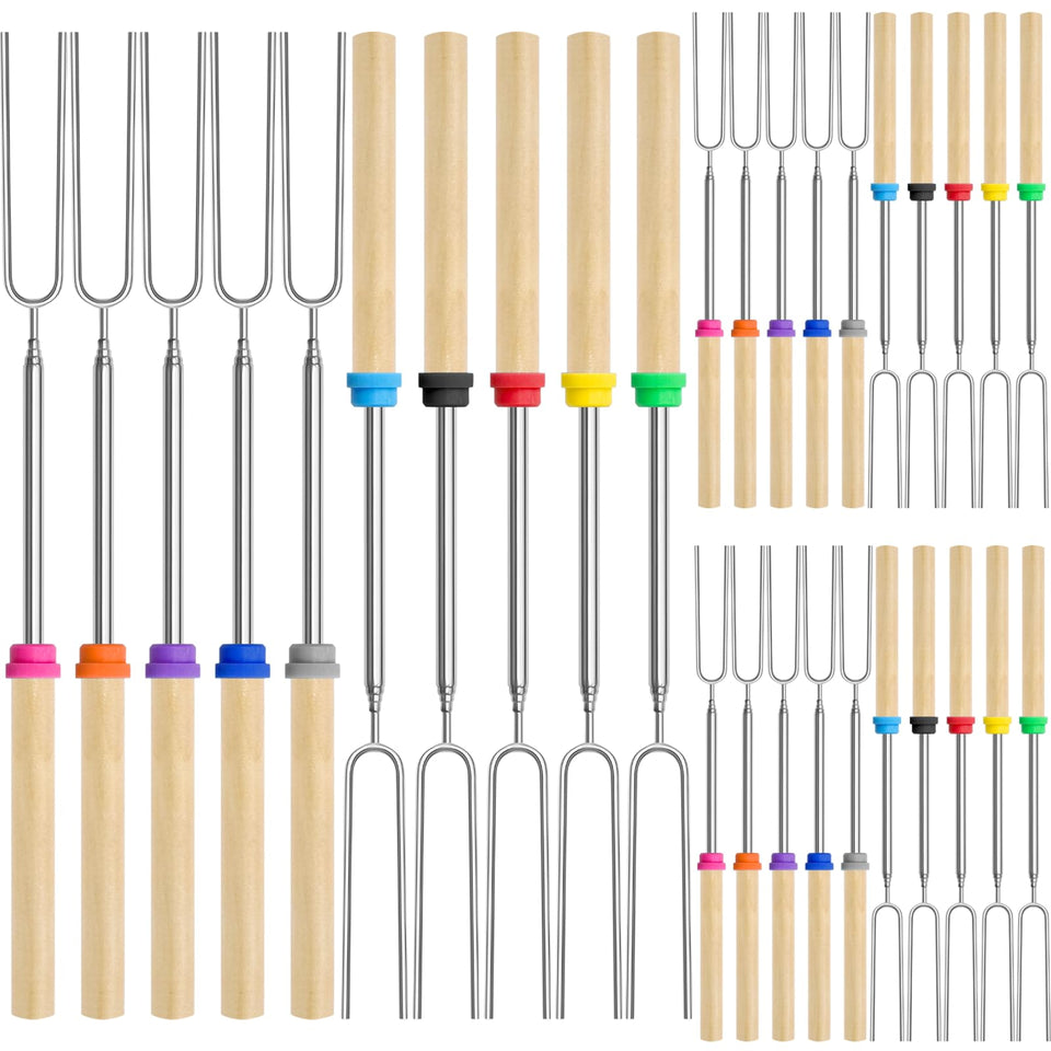 ATZNZIK 30-pack smores sticks kit in vibrant colors for family camping
