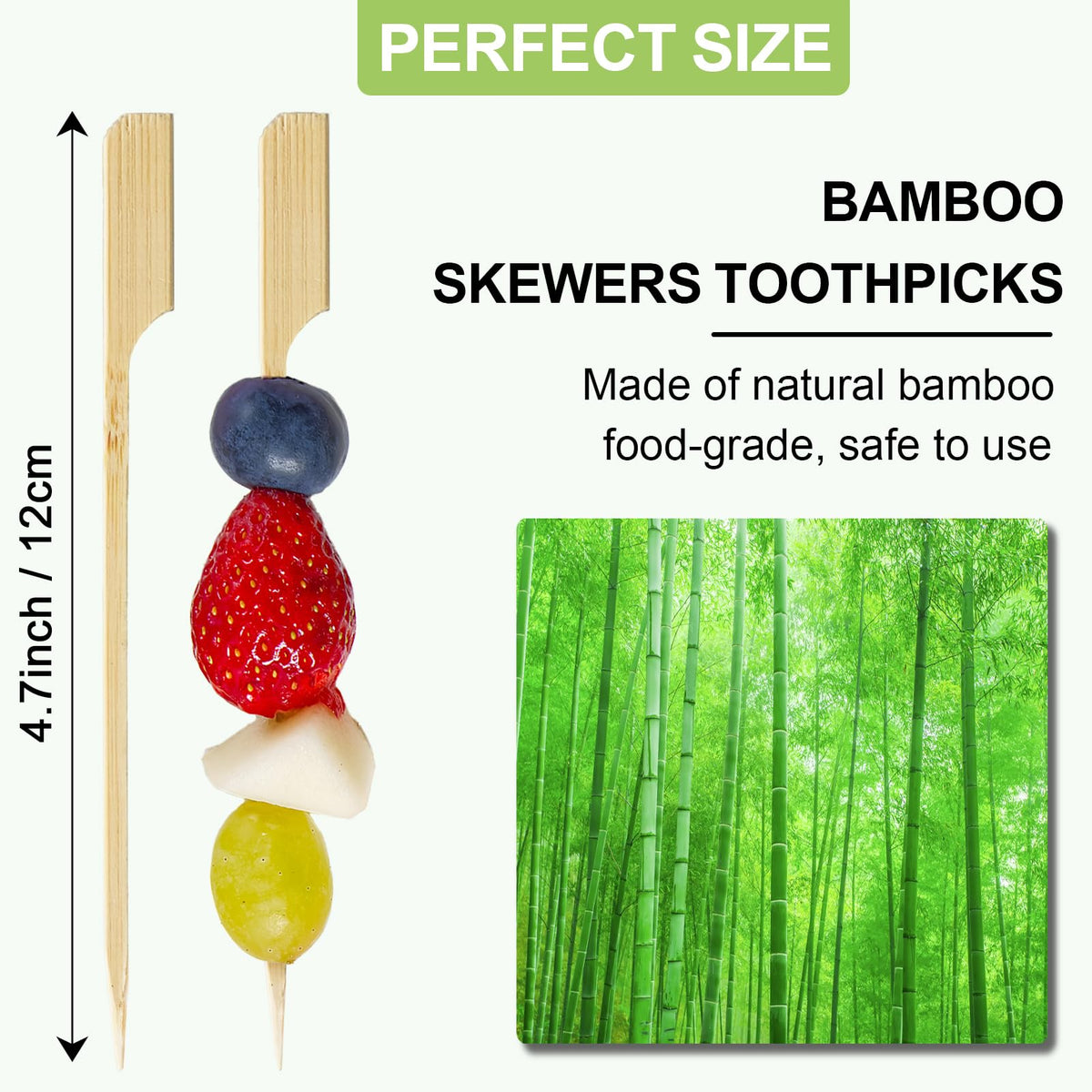 ATZNZIK bamboo skewers feature a square profile to prevent food from spinning.