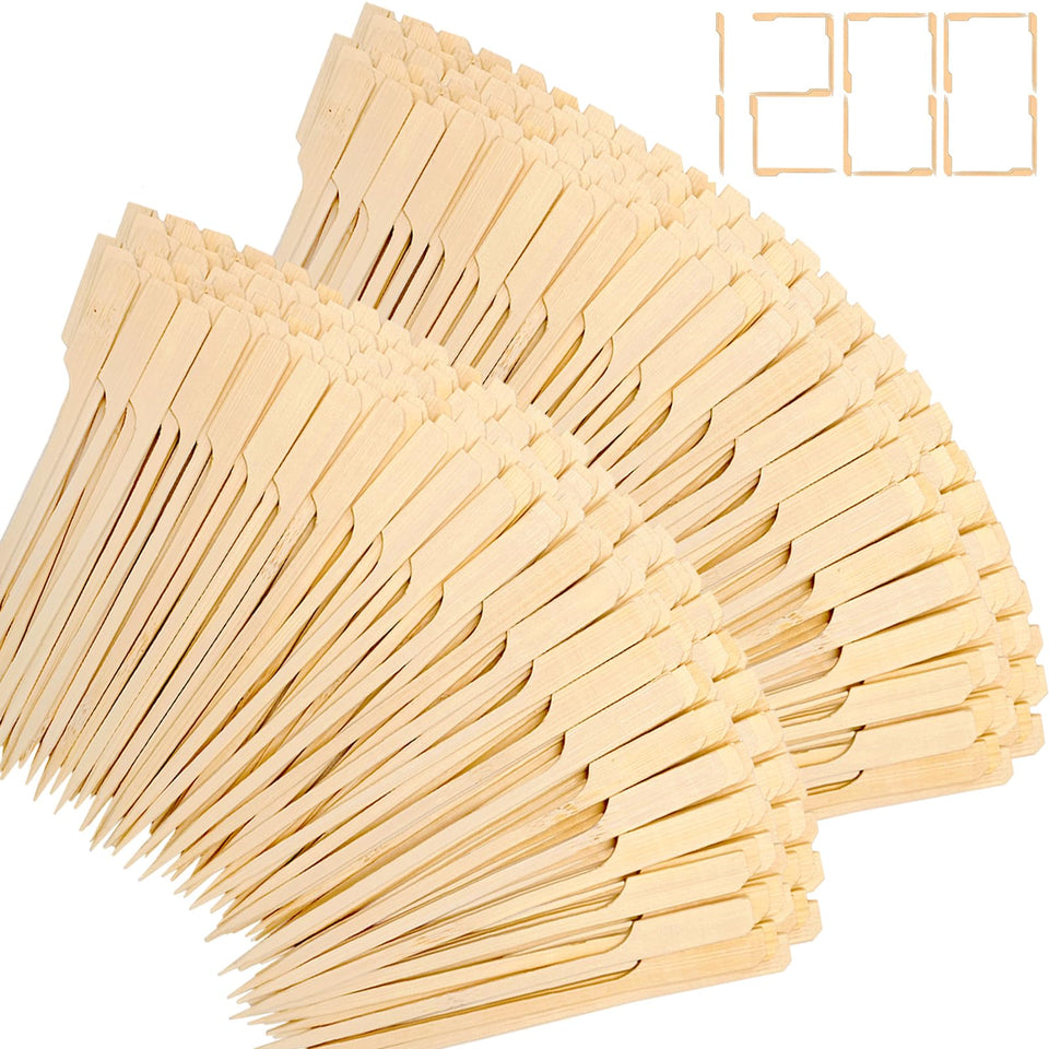 ATZNZIK flat-paddle bamboo skewers for easy serving