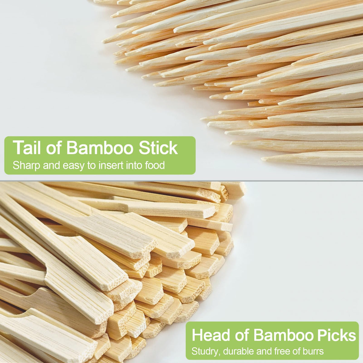 ATZNZIK natural bamboo cocktail picks ideal for canapes and fruit platters.