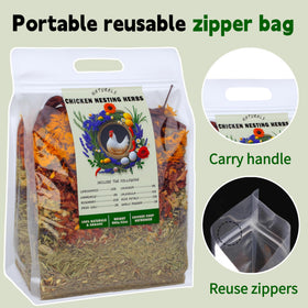 AUBOEAY dust bath-ready herbs sprinkled into coop bedding.
