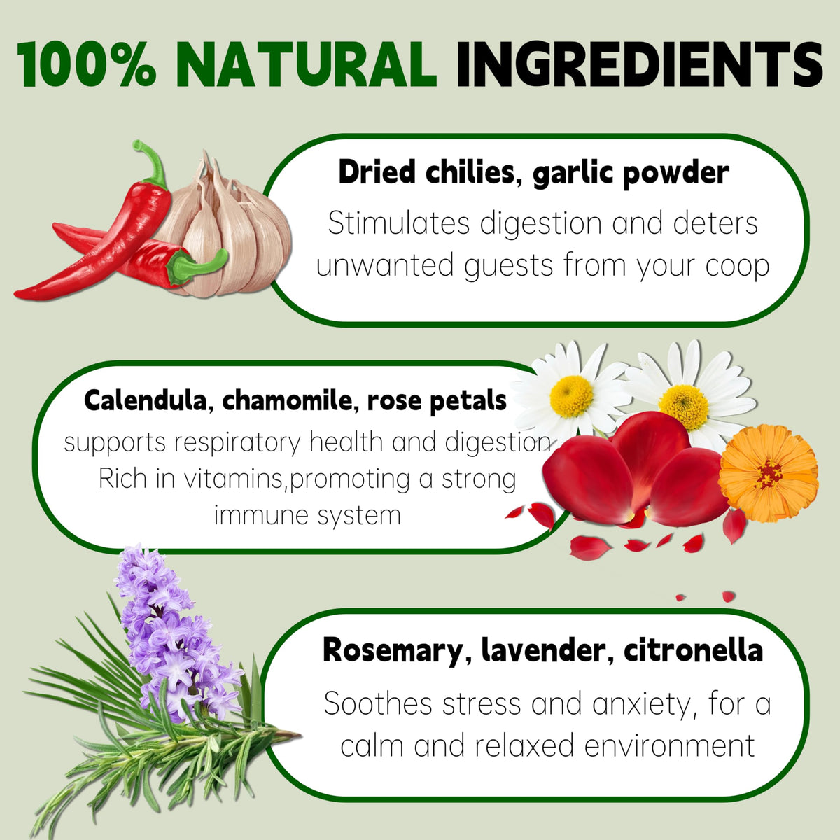 AUBOEAY herbs are 100% edible and non-GMO for all ages of birds.