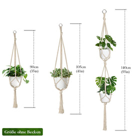 Auckpure macrame hanging baskets with S hooks for easy ceiling mounting.