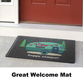 Aucuda RV door mat 24x16 grey keeps indoor spaces clean after outdoor adventures.