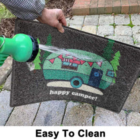 Aucuda waterproof camping door mat resists UV and stays durable over time.