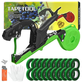 Audasi plant tying machine front view, compact one-handed garden binding solution.