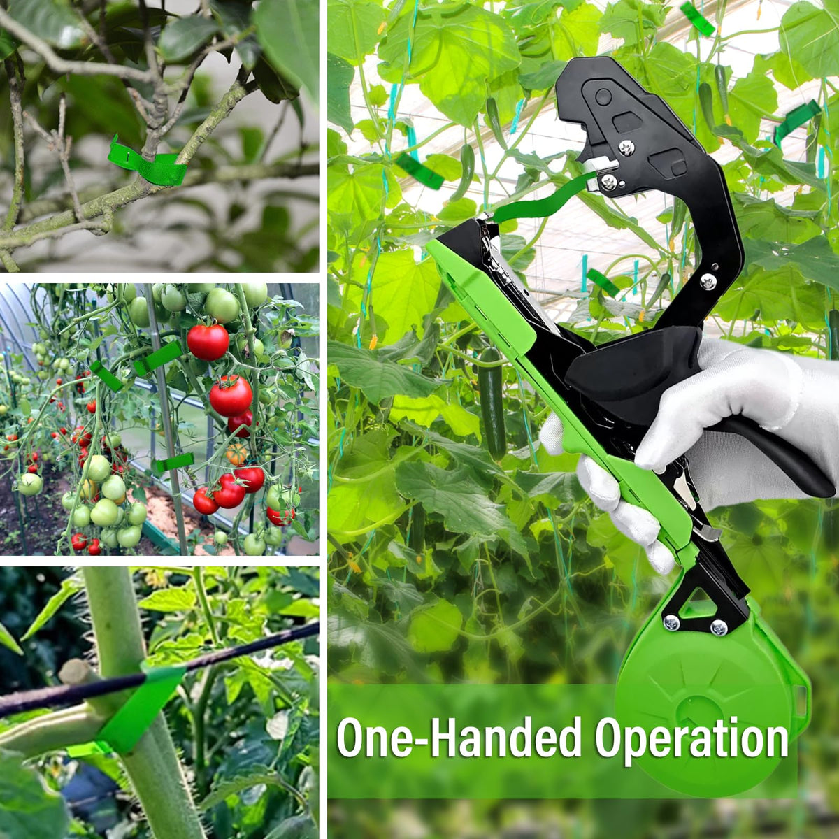 Audasi plant tying machine side view, lightweight tool for easy operation.