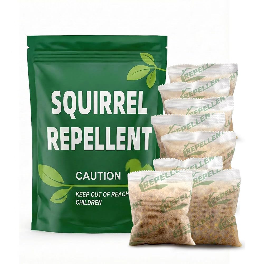 AUDQQM Squirrel Repellent Pouches pack shot for effective yard protection.