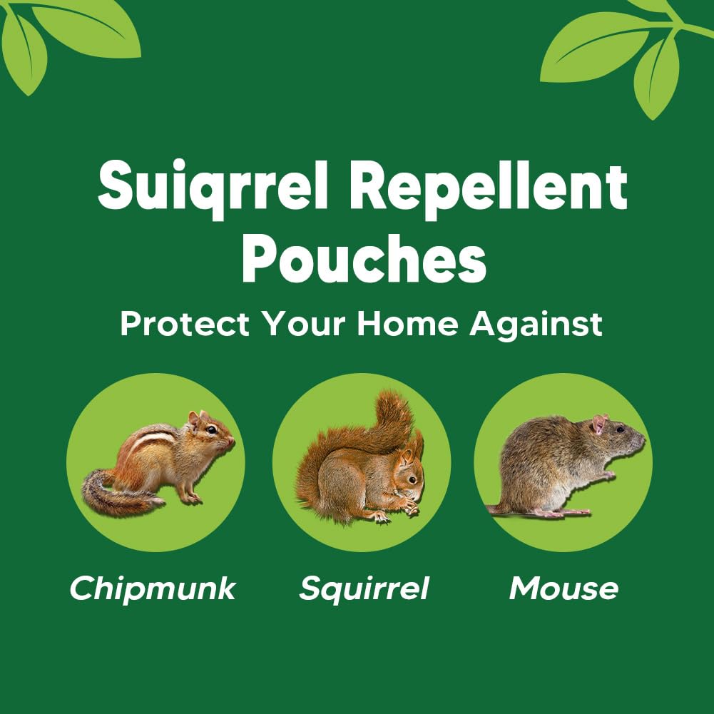 AUDQQM Squirrel Repellent Pouches safe for kids and pets around home.