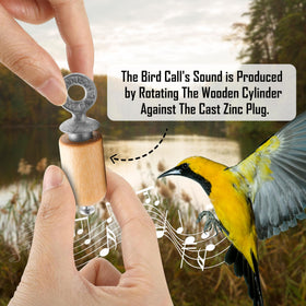Audubon Bird Call Birch Gift Pack side angle highlighting the wooden cylinder.