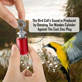 Audubon Bird Call Red—cast zinc plug detail for authentic tones.