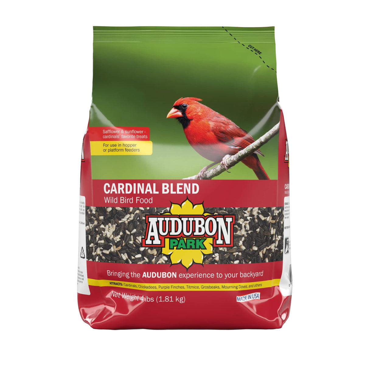Audubon Park Cardinal Blend 4 lb bag front for backyard feeding