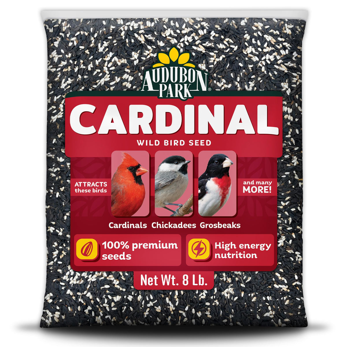 Audubon Park Cardinal seed blend bag front view attracts cardinals at outdoor feeders