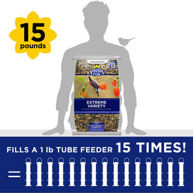 Audubon Park Extreme Variety bird feeder filled with mix in outdoor setting