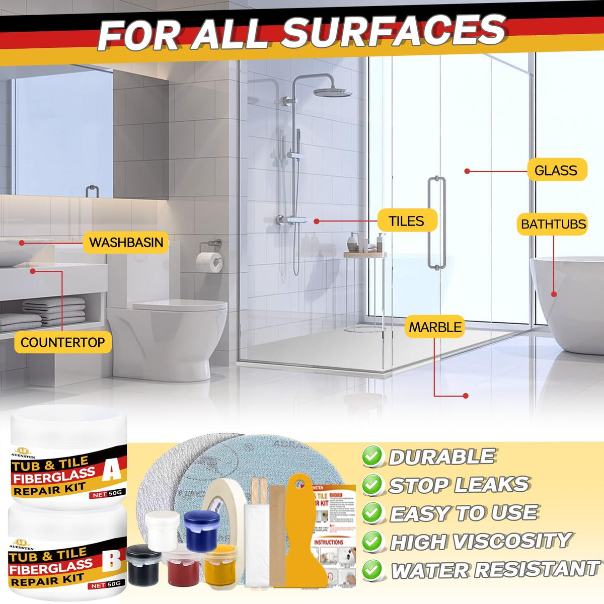 Auensten repair tools and accessories enable clean, professional repairs