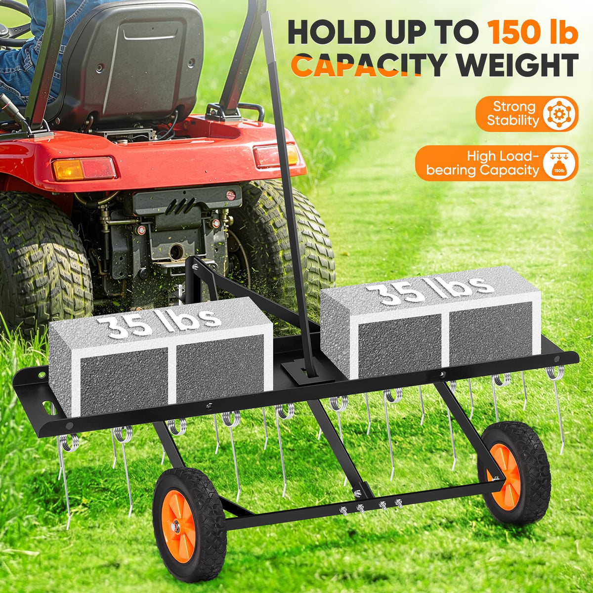 AugFir dethatcher with height adjustment control for precise, obstacle-free grooming