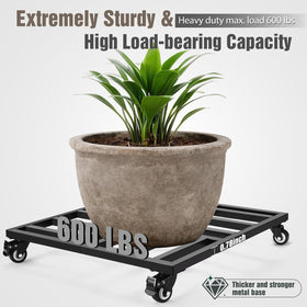 AugFir heavy-duty plant cart showing 600lbs capacity for outdoor setups.