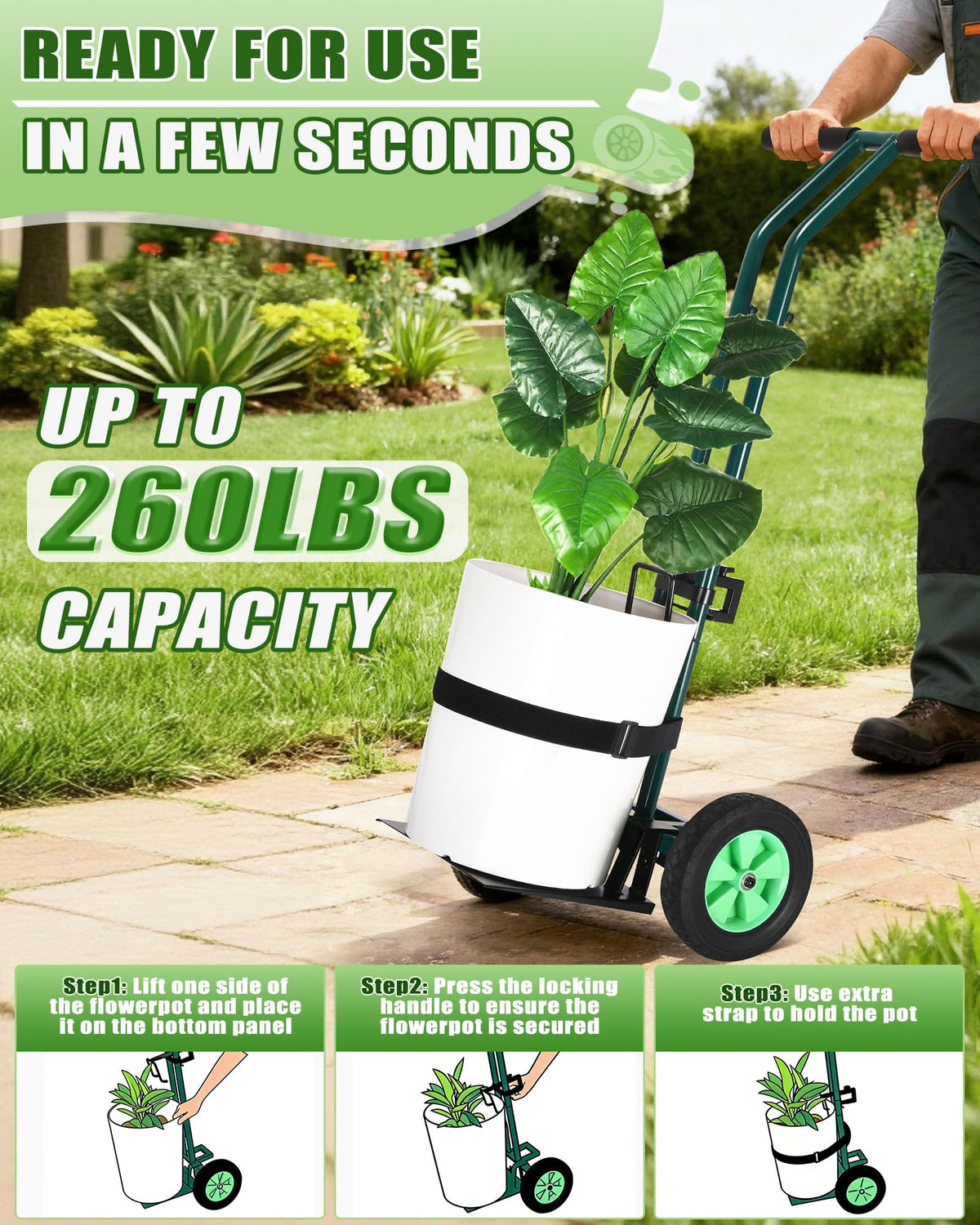 AugFir heavy-duty plant mover handles large pots with ease
