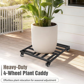 AugFir square metal plant stand with grid design for sturdy support.