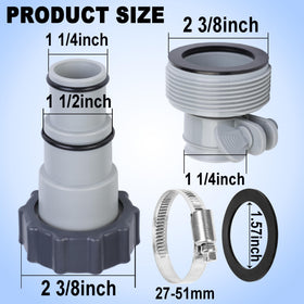 Augisteen B-type pool hose adapter converts 1.25 inch fittings to 1.5 inch hoses