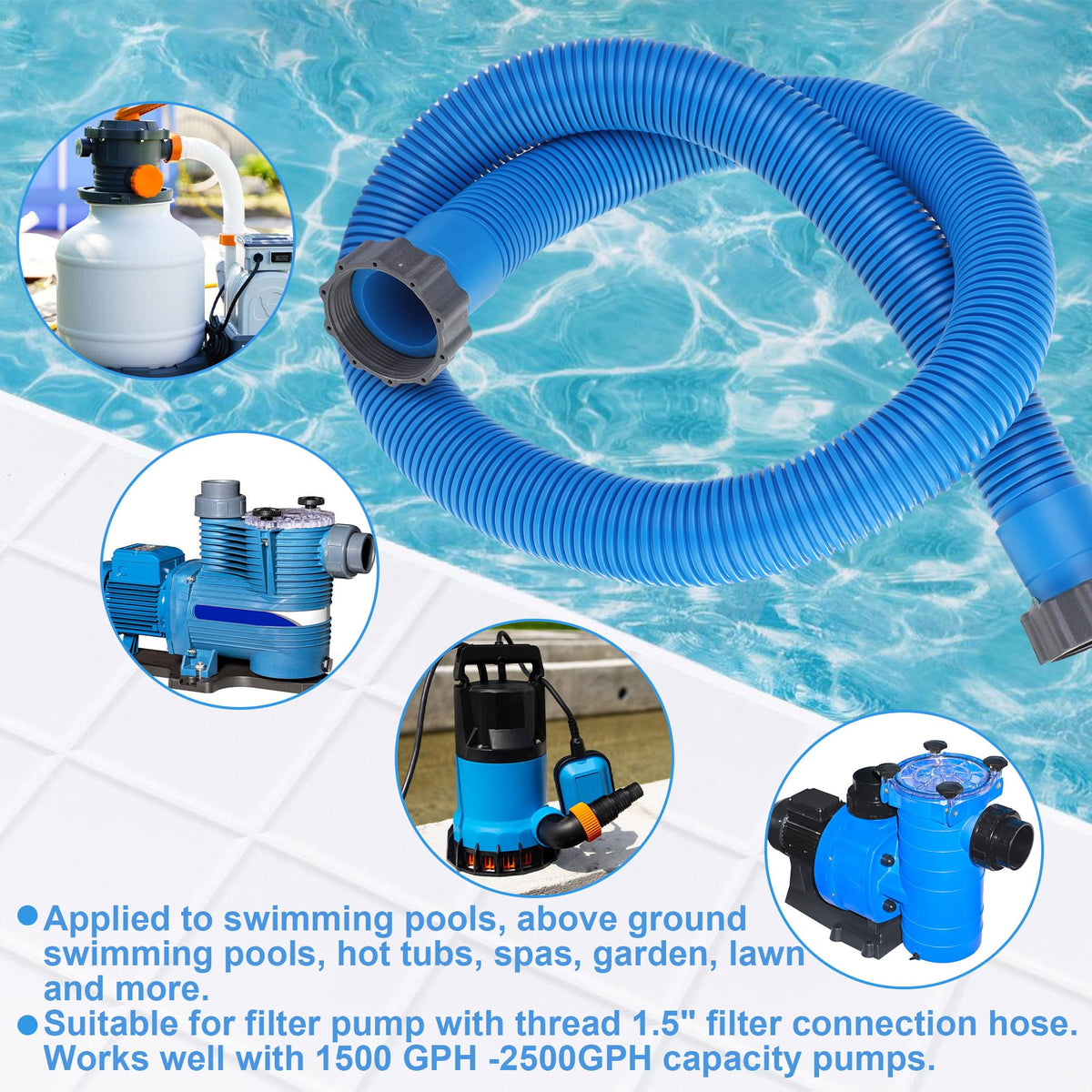 Augisteen pool hose pair compatible with saltwater systems for pool care