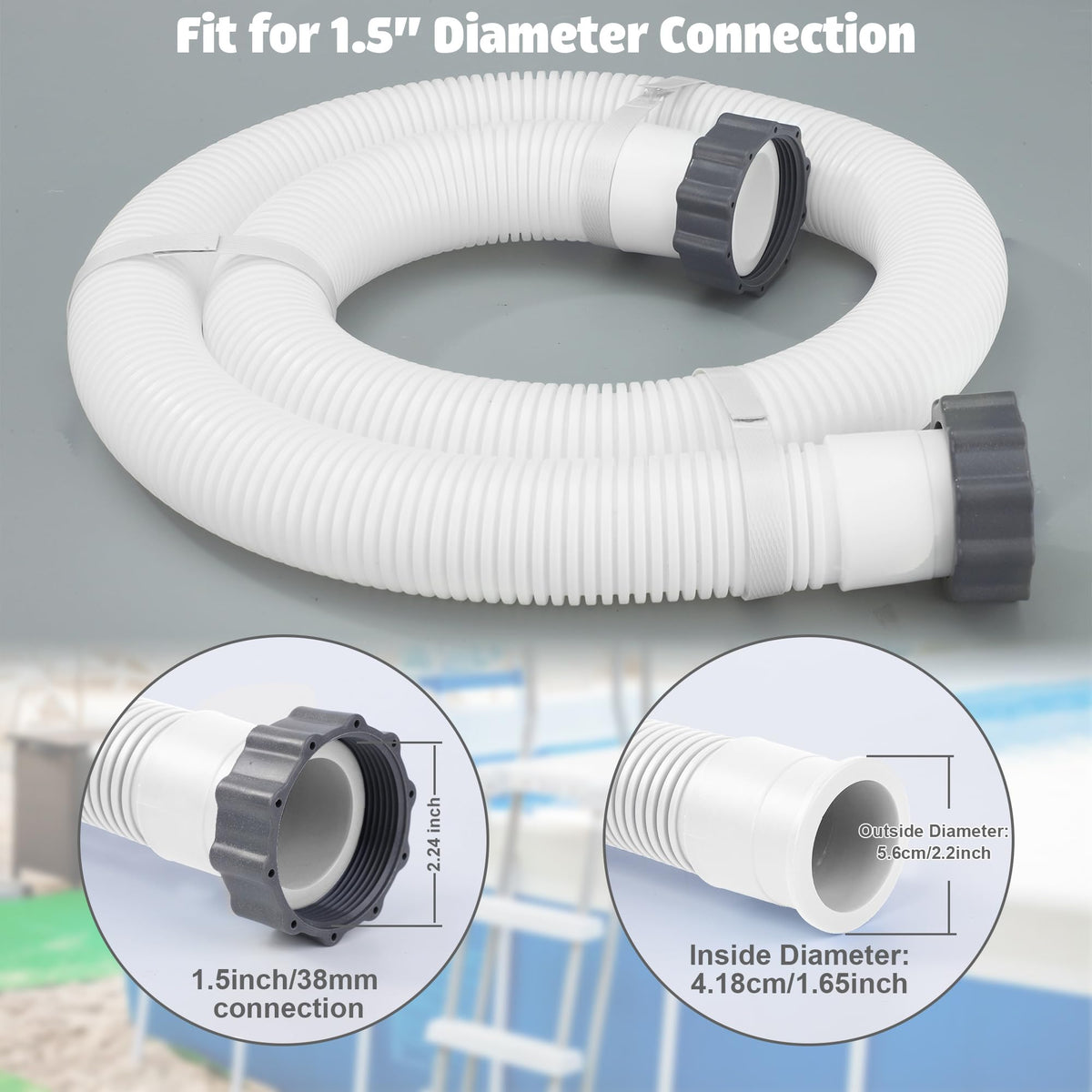 Augisteen pool hose-nut-end-connector for quick, secure pump connections.
