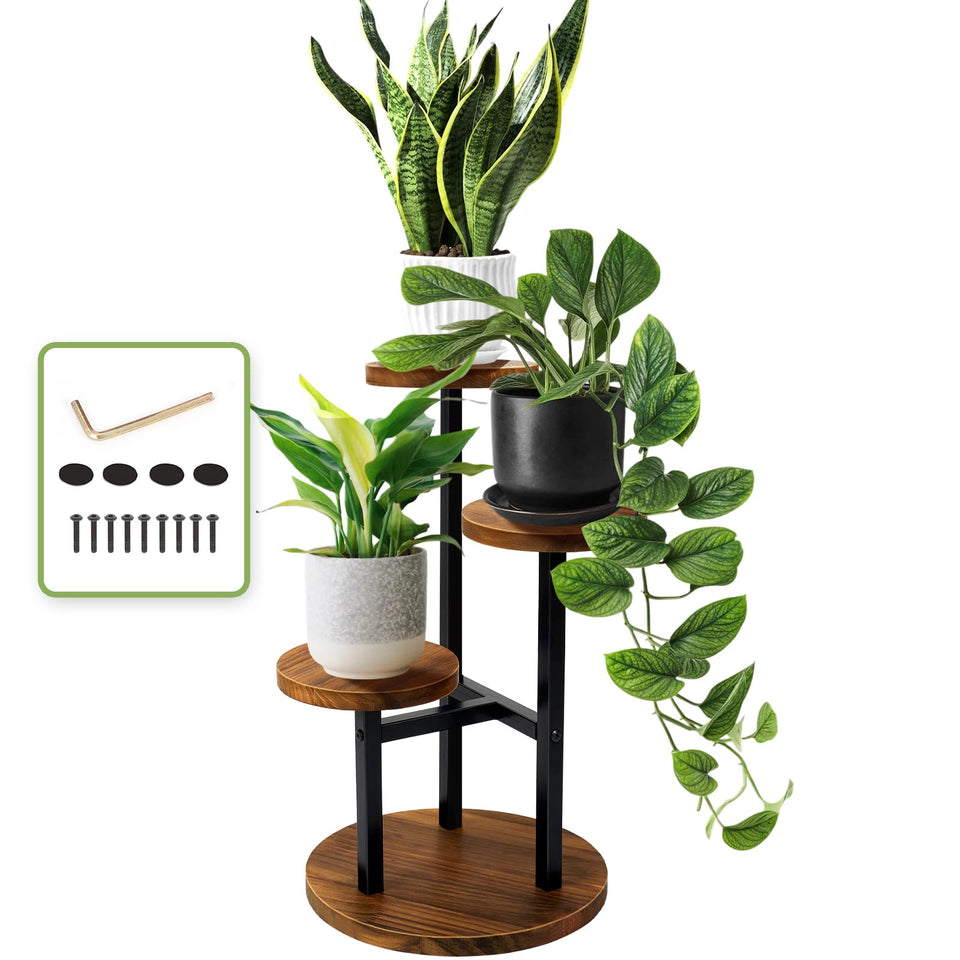 AUGOSTA 3-Tier Plant Stand base: sturdy construction for stable corner displays.