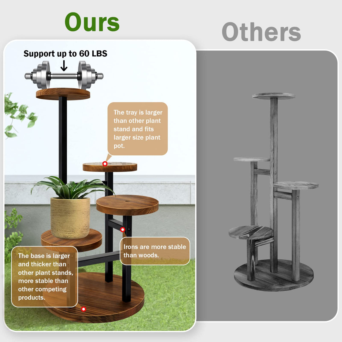 AUGOSTA 4-tier corner plant stand in a living room demonstrates space-saving elegance.