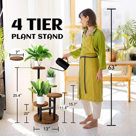 AUGOSTA 4-tier corner plant stand top tier displays small succulents on natural wood shelves.