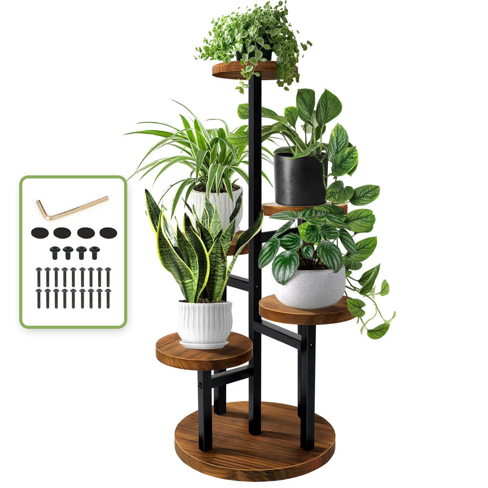 AUGOSTA five-tier plant stand assembly in progress for easy setup.