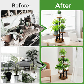 Layered shelves showing five tiers for efficient plant display.